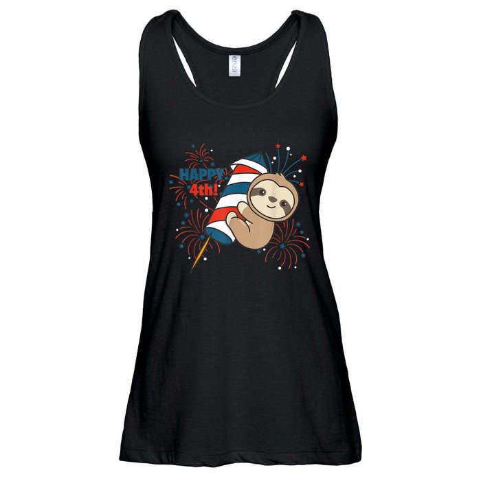 Sloth For The Fourth Of July Fireworks Kids Ladies Essential Flowy Tank