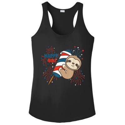 Sloth For The Fourth Of July Fireworks Kids Ladies PosiCharge Competitor Racerback Tank