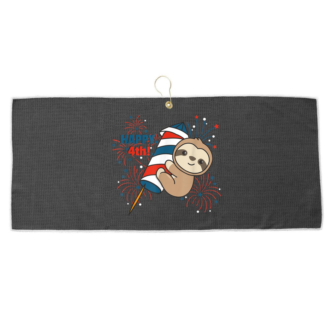 Sloth For The Fourth Of July Fireworks Kids Large Microfiber Waffle Golf Towel