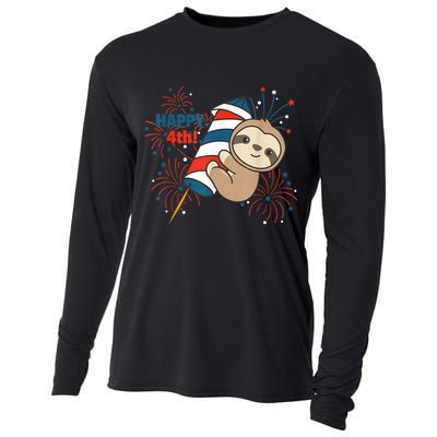 Sloth For The Fourth Of July Fireworks Kids Cooling Performance Long Sleeve Crew