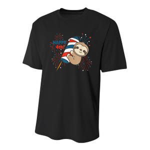 Sloth For The Fourth Of July Fireworks Kids Youth Performance Sprint T-Shirt