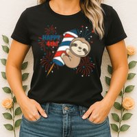 Sloth For The Fourth Of July Fireworks Kids Womens T-Shirt