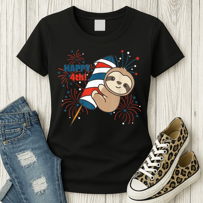 Sloth For The Fourth Of July Fireworks Kids Womens T-Shirt
