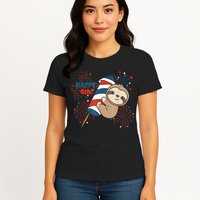 Sloth For The Fourth Of July Fireworks Kids Womens T-Shirt
