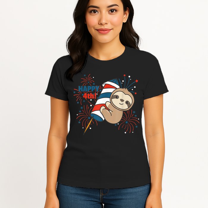 Sloth For The Fourth Of July Fireworks Kids Womens T-Shirt
