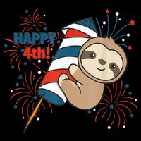 Sloth For The Fourth Of July Fireworks Kids Womens T-Shirt