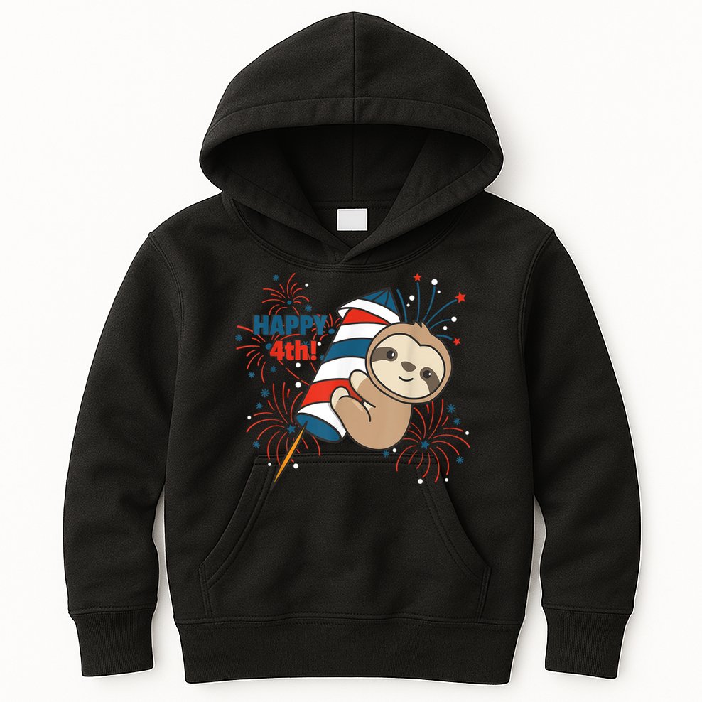 Sloth For The Fourth Of July Fireworks Kids Kids Hoodie