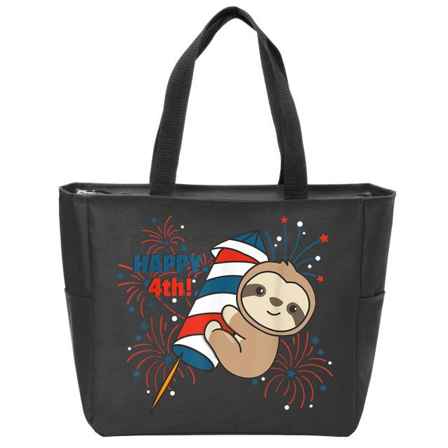Sloth For The Fourth Of July Fireworks Kids Zip Tote Bag