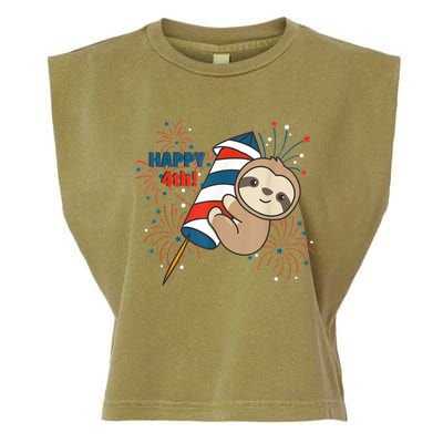 Sloth For The Fourth Of July Fireworks Kids Garment-Dyed Women's Muscle Tee