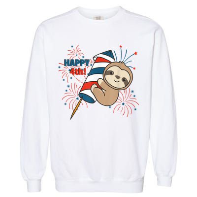 Sloth For The Fourth Of July Fireworks Kids Garment-Dyed Sweatshirt