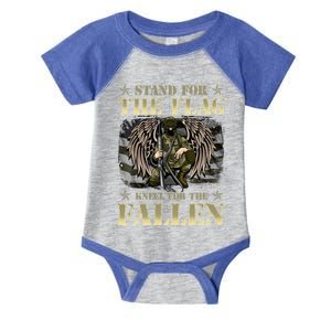 Stand For The Flag Kneel For The Fallen Honor Armed Forces Cute Gift Infant Baby Jersey Bodysuit