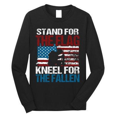 Stand For The Flag Kneel For The Fallen Patriotic Veteran Long Sleeve Shirt