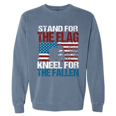 Stand For The Flag Kneel For The Fallen Patriotic Veteran Garment-Dyed Sweatshirt