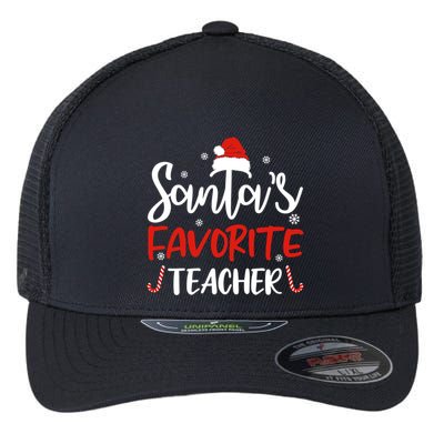 SantaS Favorite Teacher Funny Santa Hat Christmas Funny Gift Cool Gift Flexfit Unipanel Trucker Cap