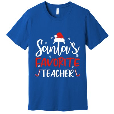 SantaS Favorite Teacher Funny Santa Hat Christmas Funny Gift Cool Gift Premium T-Shirt