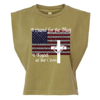 Stand For The Flag I Kneel At The Cross Patriotic Christian Gift Garment-Dyed Women's Muscle Tee