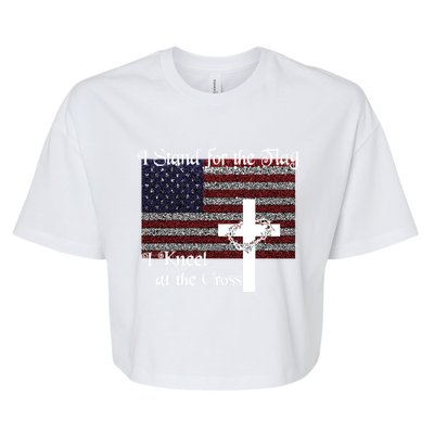 Stand For The Flag I Kneel At The Cross Patriotic Christian Gift Bella+Canvas Jersey Crop Tee