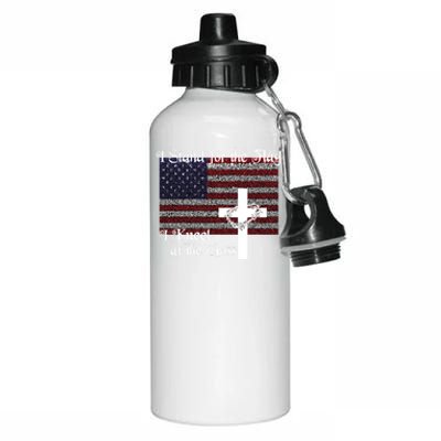 Stand For The Flag I Kneel At The Cross Patriotic Christian Gift Aluminum Water Bottle 