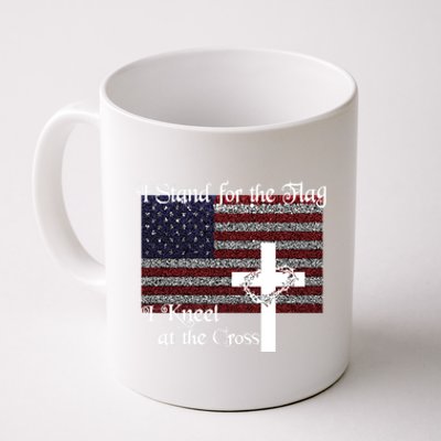 Stand For The Flag I Kneel At The Cross Patriotic Christian Gift Coffee Mug