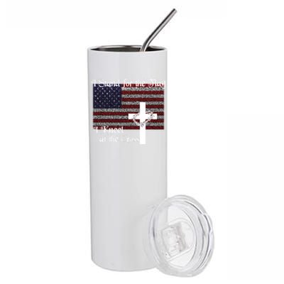 Stand For The Flag I Kneel At The Cross Patriotic Christian Gift Stainless Steel Tumbler