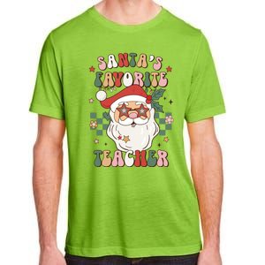 SantaS Favorite Teacher Groovy Retro Christmas 70s 80s Xmas Gift Adult ChromaSoft Performance T-Shirt