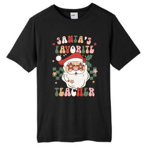 SantaS Favorite Teacher Groovy Retro Christmas 70s 80s Xmas Gift Tall Fusion ChromaSoft Performance T-Shirt