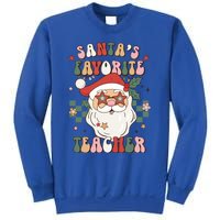 SantaS Favorite Teacher Groovy Retro Christmas 70s 80s Xmas Gift Sweatshirt