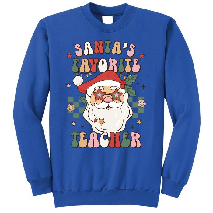 SantaS Favorite Teacher Groovy Retro Christmas 70s 80s Xmas Gift Sweatshirt