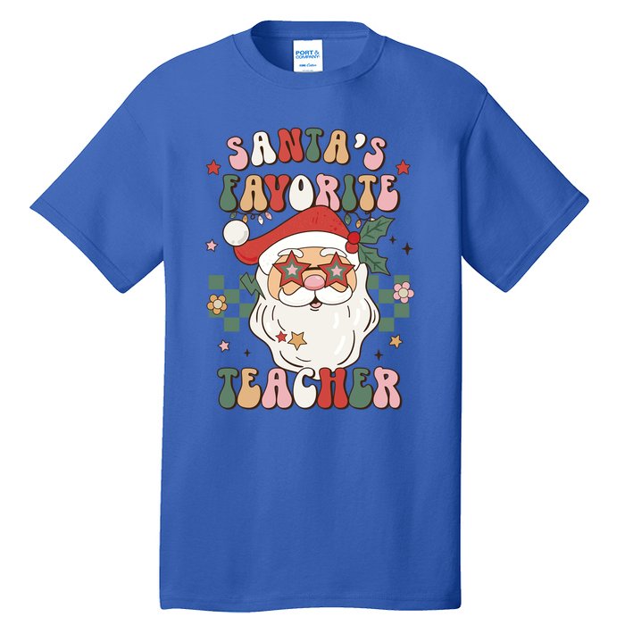 SantaS Favorite Teacher Groovy Retro Christmas 70s 80s Xmas Gift Tall T-Shirt