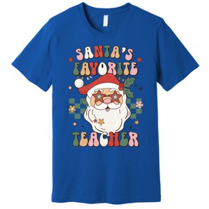 SantaS Favorite Teacher Groovy Retro Christmas 70s 80s Xmas Gift Premium T-Shirt