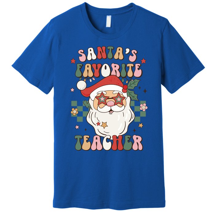 SantaS Favorite Teacher Groovy Retro Christmas 70s 80s Xmas Gift Premium T-Shirt