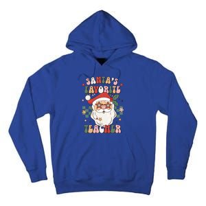 SantaS Favorite Teacher Groovy Retro Christmas 70s 80s Xmas Gift Tall Hoodie