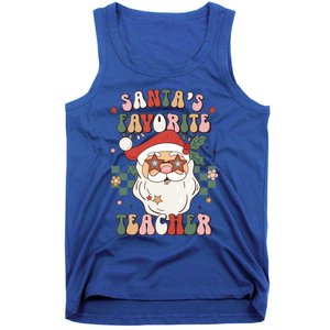 SantaS Favorite Teacher Groovy Retro Christmas 70s 80s Xmas Gift Tank Top