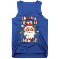 SantaS Favorite Teacher Groovy Retro Christmas 70s 80s Xmas Gift Tank Top