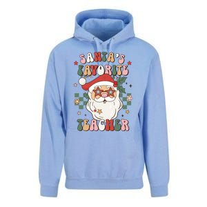 SantaS Favorite Teacher Groovy Retro Christmas 70s 80s Xmas Gift Unisex Surf Hoodie