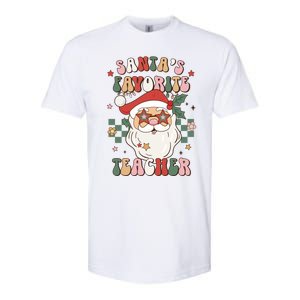 SantaS Favorite Teacher Groovy Retro Christmas 70s 80s Xmas Gift Softstyle CVC T-Shirt