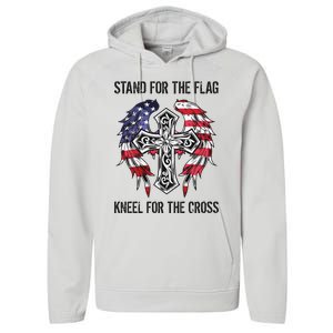 Stand For The Flag Kneel For The Cross Performance Fleece Hoodie