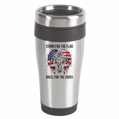 Stand For The Flag Kneel For The Cross 16oz Travel Tumbler