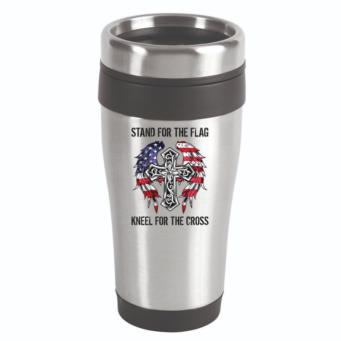Stand For The Flag Kneel For The Cross 16oz Travel Tumbler