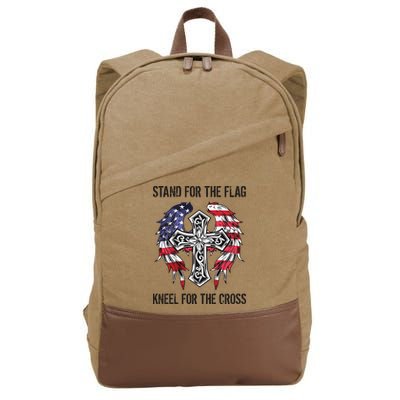 Stand For The Flag Kneel For The Cross Cotton Canvas Backpack