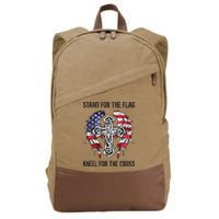 Stand For The Flag Kneel For The Cross Cotton Canvas Backpack