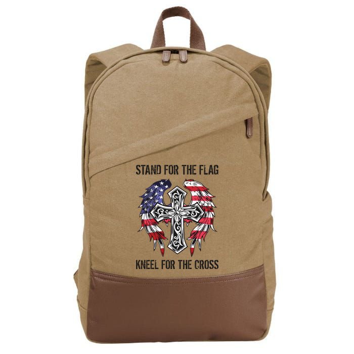 Stand For The Flag Kneel For The Cross Cotton Canvas Backpack