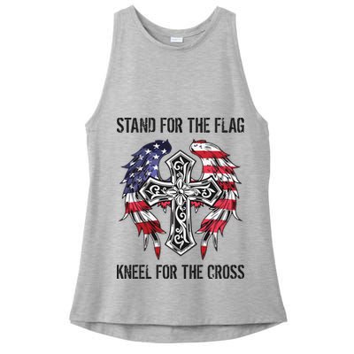Stand For The Flag Kneel For The Cross Ladies PosiCharge Tri-Blend Wicking Tank