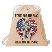 Stand For The Flag Kneel For The Cross Drawstring Bag