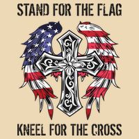 Stand For The Flag Kneel For The Cross Drawstring Bag