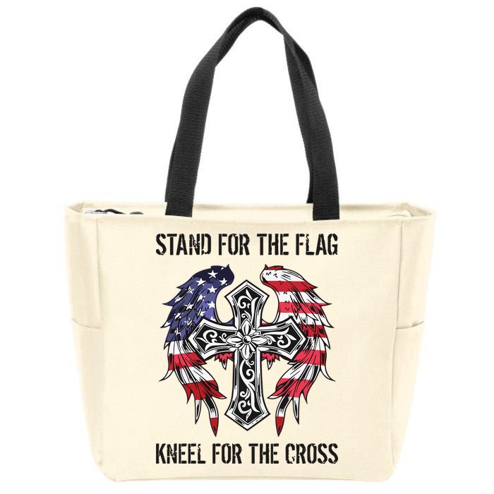 Stand For The Flag Kneel For The Cross Zip Tote Bag