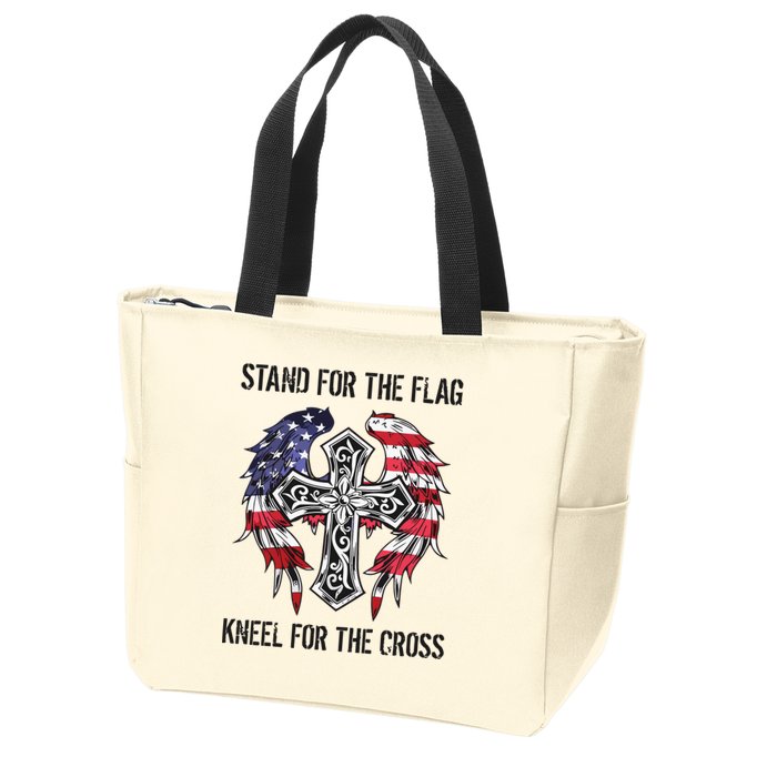 Stand For The Flag Kneel For The Cross Zip Tote Bag