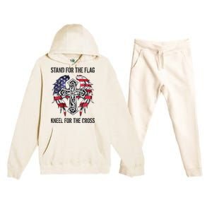 Stand For The Flag Kneel For The Cross Premium Hooded Sweatsuit Set