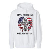 Stand For The Flag Kneel For The Cross Garment-Dyed Fleece Hoodie