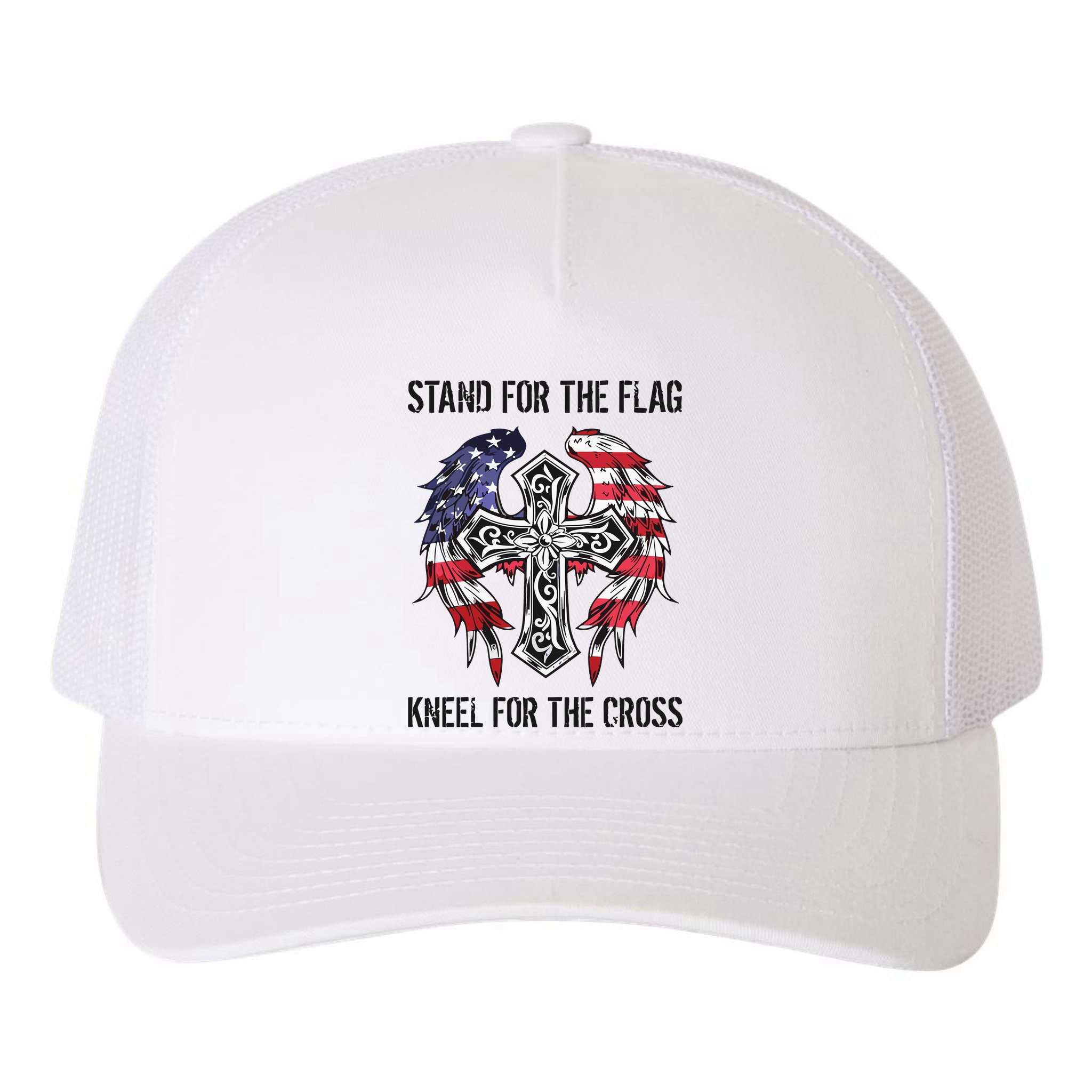 Stand For The Flag Kneel For The Cross Yupoong Adult 5-Panel Trucker Hat
